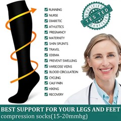Copper Zipper Compression Socks Support Graduated Stockings Women Mens 15-20mmHg