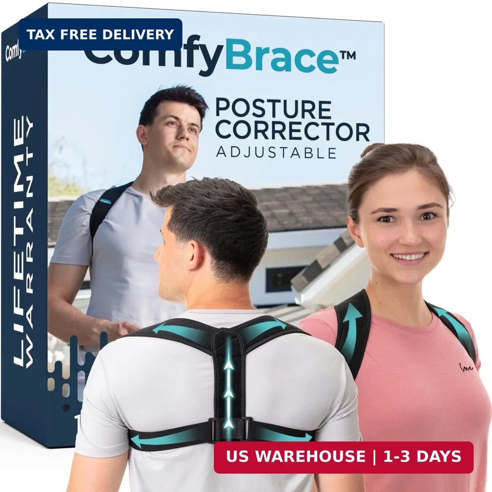 ComfyBrace Posture Corrector-Back Brace for Men and Women- Fully Adjustable Stra