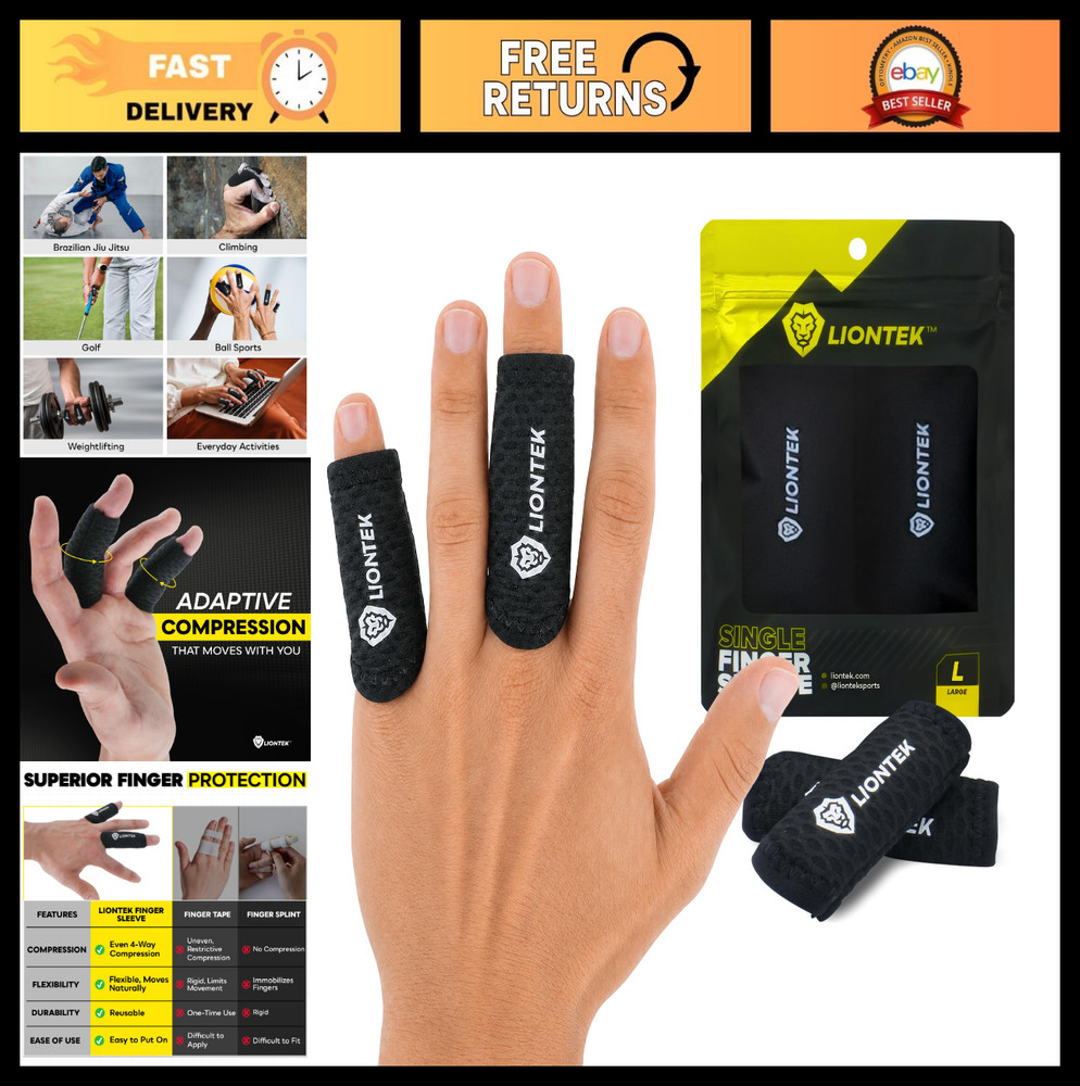 Joint Support Finger Sleeves V3 Pair – Compression for BJJ, Fitness, Volleyball,