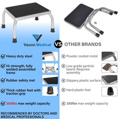Vaunn Medical Foot Step Stool 1 Count (Pack of 1), Chrome Without Handle