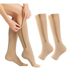 High Stockings Knee Socks Zipper Open Toe Compression Graduated 20–30mmHg