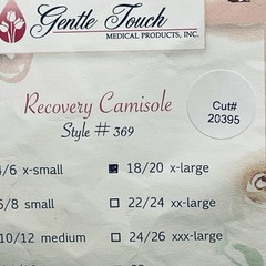Gentle Touch Recovery Camisole Post Surgical Lot Of 2 (1) Sz L (1) Sz XL w Bulbs