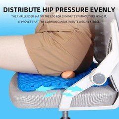 Gel Seat Cushion for Long Sitting, Ergonomic Cooling Pad w/ Non-Slip Cover