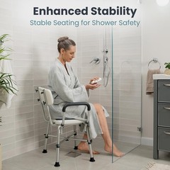 PELEGON Shower Chair for Elderly Disabled 450lb Padded Armrests Back #R047