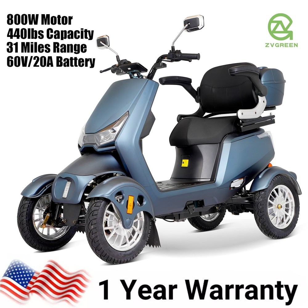 4-Wheels 800W Electric Mobility Scooter 31 Miles Heavy Duty for Seniors 440lbs