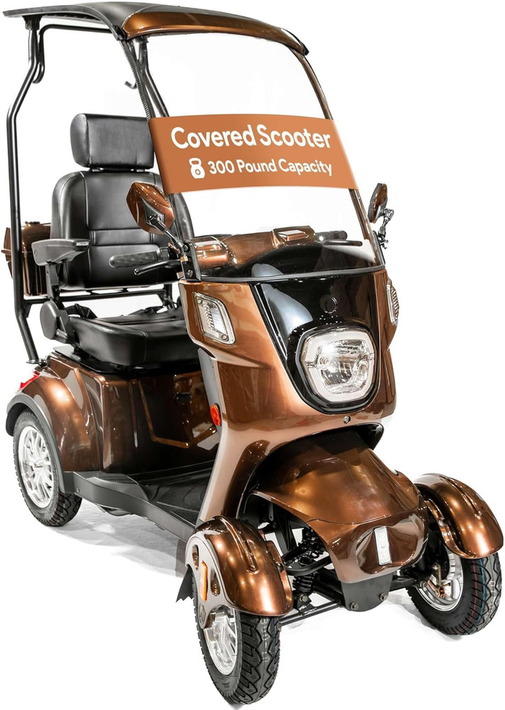 Electric Mobility Scooter for Adults with Canopy and Windshield – 300 Lb Capacit
