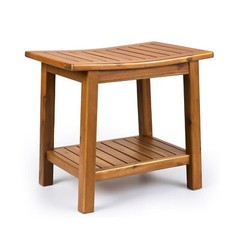 Teak Shower Bench, 20″ Solid Wood Shower Stool Waterproof Shower Seat with St…