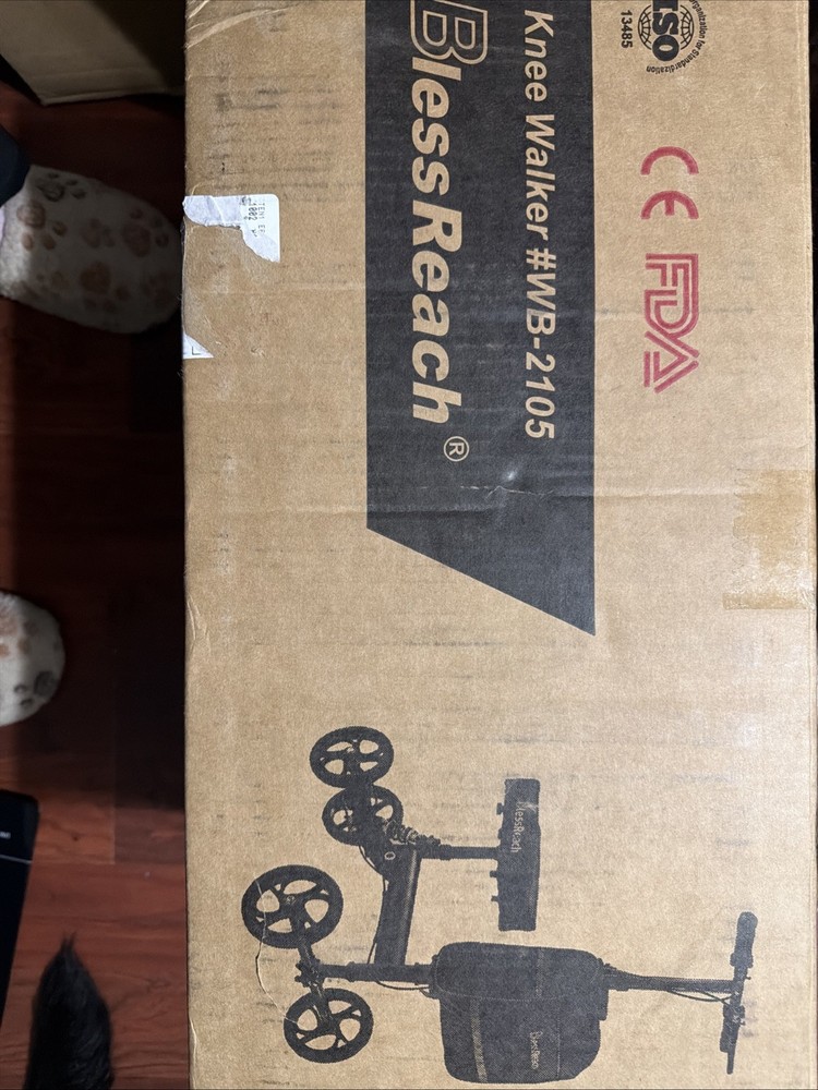 Blessreach Knee Walker Steerable Scooter Black WB2208-T Medical All-Terrain
