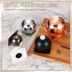 4 Pack Round Metal Furniture Legs for Dresser, Sofa, and Cabinet(2.36″, Silver)