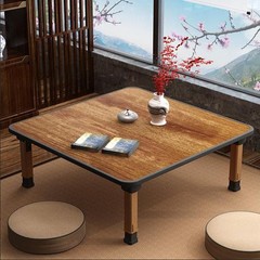 WIKLMOTH Japanese Wooden Folding Tea Coffee Table 70x70cm Floor Tatami Low Table