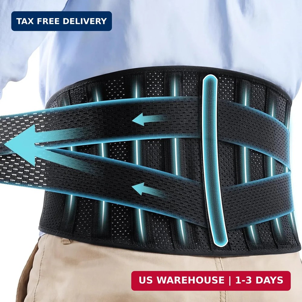 CAMBIVO Back Brace with 9-Stay Adjustable Lumbar Support Belt, BS10 | 9-stay lum