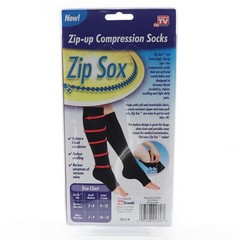 Zip Sox Zip-Up Compression Stockings Socks Black S/M Small Medium 1 Pair NEW