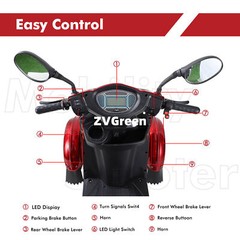 4 Weels Heavy Duty Mobility Scooters 500lbs Capacity 800W 60V20A w/Remote Key