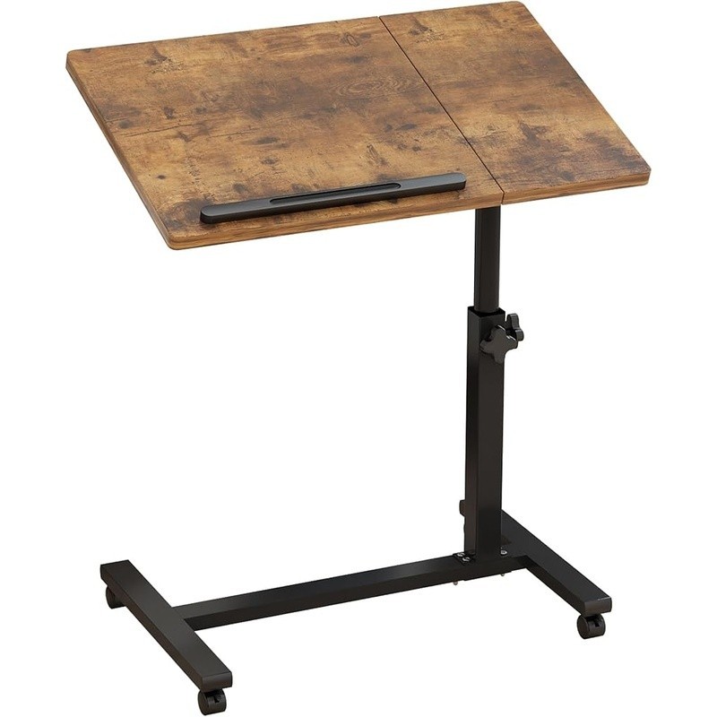Overbed Table Adjustable Height W/ Locking Wheels Stable Metal Construction New