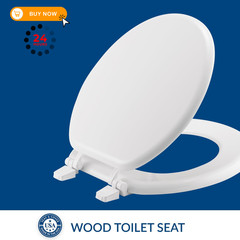 Bemis 400TTA Economy Durable Wood Toilet Seat, Made in USA, ROUND, White