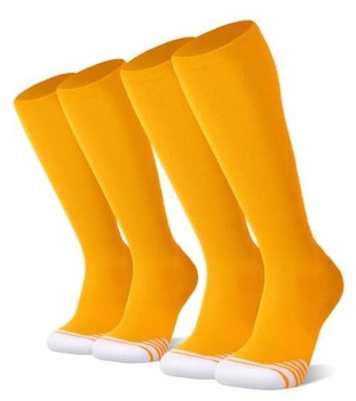2/3 Pack Baseball Soccer Softball Socks for Kids Youth Medium Gold (2 Pack)