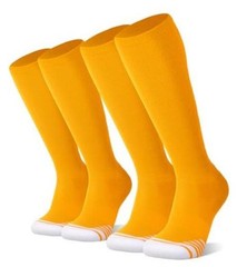 2/3 Pack Baseball Soccer Softball Socks for Kids Youth Medium Gold (2 Pack)