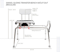 Adjustable Sliding Shower Chair & Transfer Bench for Elderly & Disabled