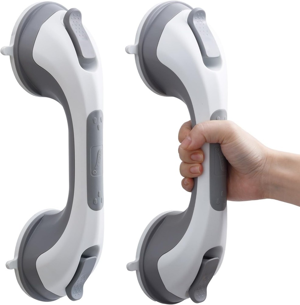 2 Pack 12” Suction Shower Grab Bars Safety Handle Grip for Elderly Bathtub