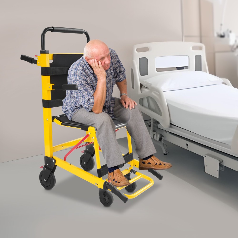 Folding 4-wheel Evacuation Chair Ems Medical Emergency Patient Transfer Chair.