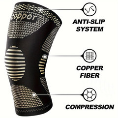 2 Pcs Copper Knee Compression Sleeve Plus Size Joint Support Running Gym Unisex
