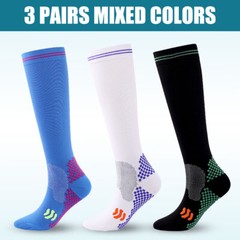 3 Pair Compression Socks for Women Men Circulation Nursing Athletic Sport Socks