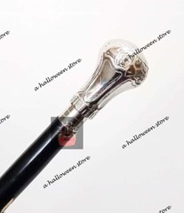 Replica of Silver Brass Bat Masterson Knob Handle Black Wood Walking Stick Cane