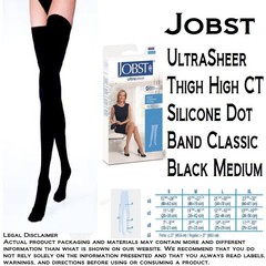 JOBST UltraSheer Thigh High CT Silicone Dot Band 15-20 mmHg Classic Black Medium