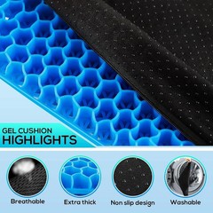 Double Thick Gel Seat Cushion 2.5 cm with Non-Slip Cover Breathable Comfort