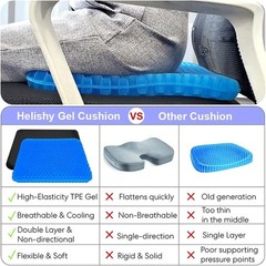 Double Thick Gel Seat Cushion for Breathable Pressure Relief – 16x14x1.65 Inch