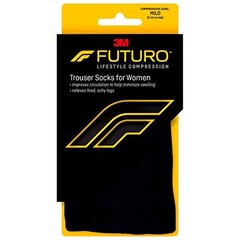 Futuro Energizing Trouser Socks for Women, Mild Compression, Large, Black