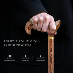 Walking Cane, Available in Multiple Inches Wooden Cane Support up to 300 Lbs, Su