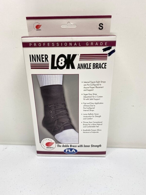Small Ankle Brace Lace Up FLA Inner Lok 8, Unisex 40-5111SMBLK New