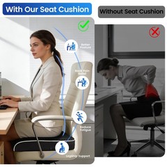Extra Large Office Chair Cushion (19″x17″x3″), Seat Cushion with Honeycomb Me…