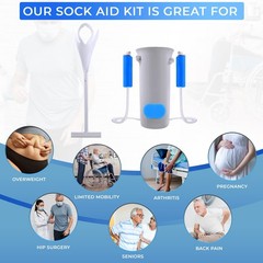 Sock Aid Kit, Premium Puller for Removing Socks or Stockings, White