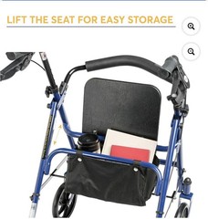 Drive 4-Wheel Rollator Walker, Padded Seat & Removable Backrest, Blue 300 lb