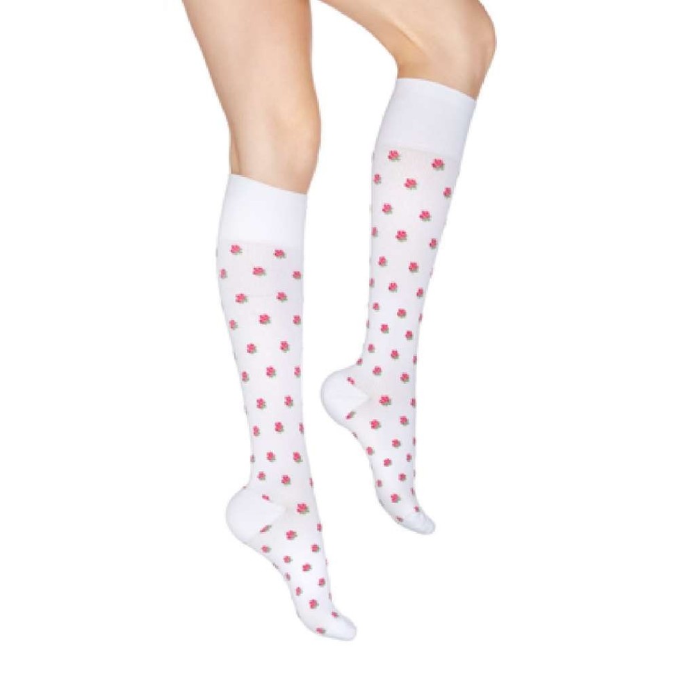 Dr. Comfort Rose Patterned Knee High, CT, 15-20mmHg (Size: M) Blush