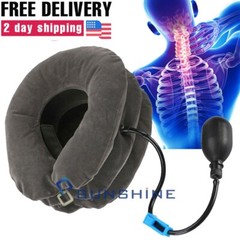 Inflatable Air Travel Cervical Neck Collar Traction Pillow Pain Relief Soft Pump