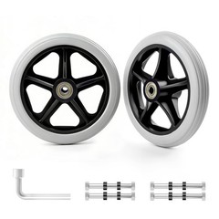 2Pcs 6 Inch Solid Wheelchair Replacement Wheels Rubber 6 inches, Grey