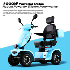 1000W 4 Wheels Mobility Scooters 500lbs Capacity 48V/20A 33 Miles Seniors Adults