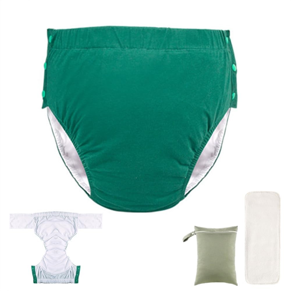 LAROTSUBA Reusable Adult Diaper Green XL
