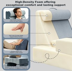 3‑in‑1 Reading Pillow for Bed with Adjustable Lumbar Support And Headrest