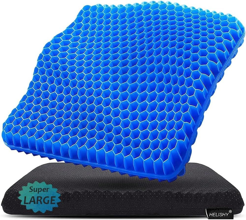 Gel Seat Cushion for Long Sitting Pressure Super Large – 19x18x1.65inch, Blue