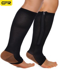 Copper Zipper Compression Socks Support Graduated Stockings Calf Leg Mens Women