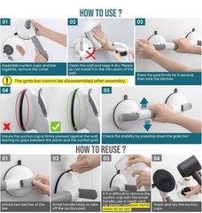 TAILI 2-Pack Suction Grab Bars for Shower & Bathtub – Open Box