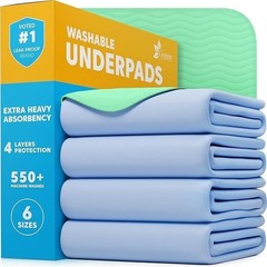 Versatile Heavy Absorbency Washable Underpads – 34×36 Reusable Pads, 4 Count