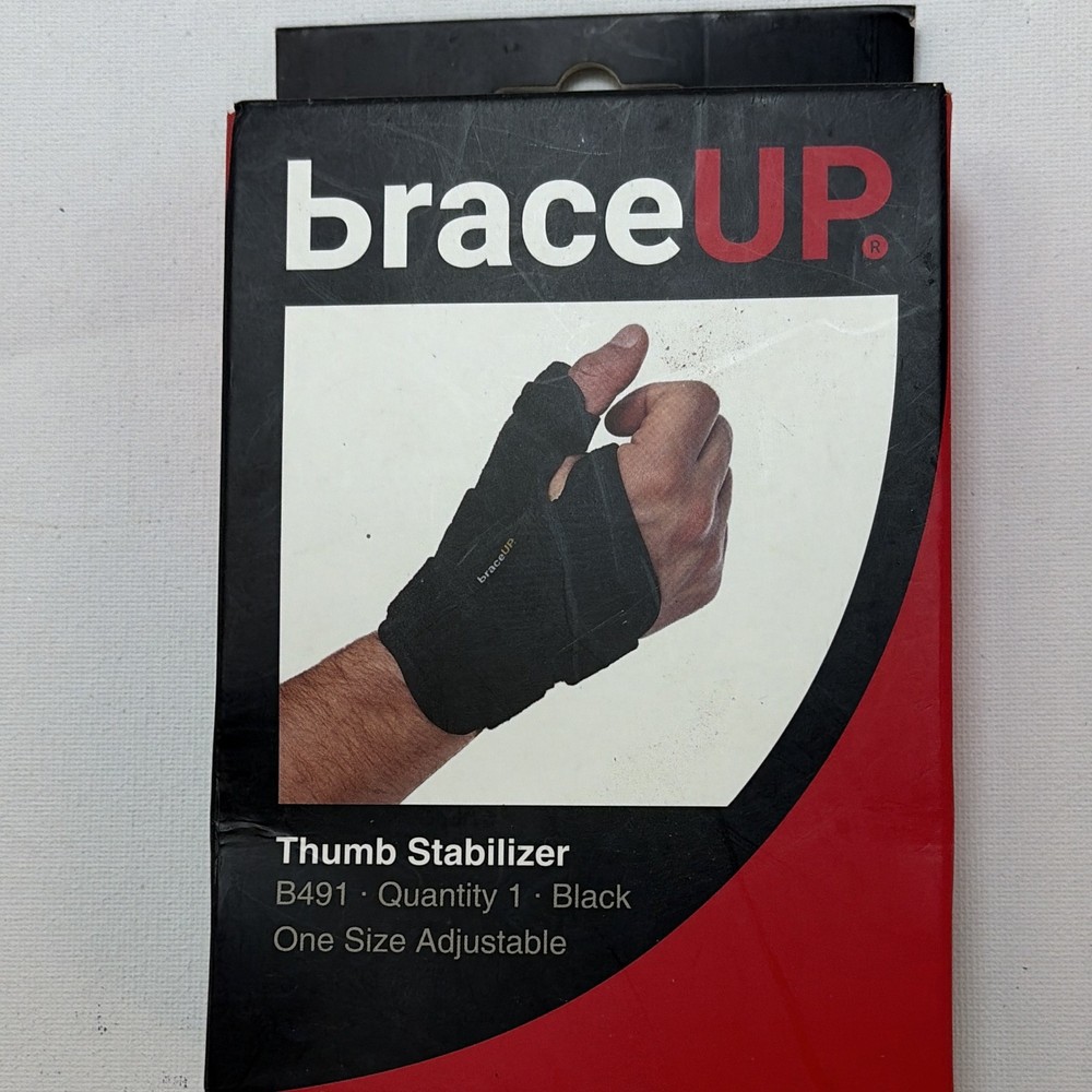 BraceUP B491 Thumb & Wrist Stabilizer Brace, Adjustable One Size, Black