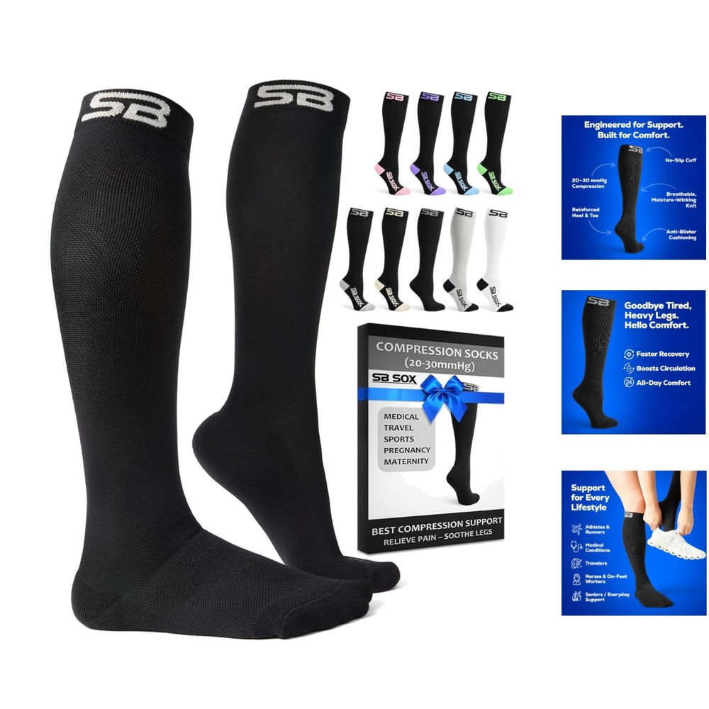 Lightweight 20-30mmHg Compression Socks for Men & Women – Pain Relief & Comfort