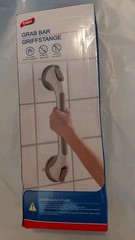 16.8-inch No Drill Grab Bars for Shower & Bathtub, Suction, Portable, Gray, (2)