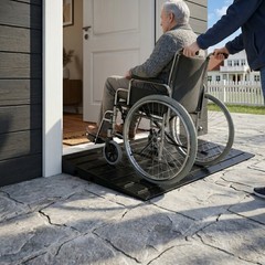No-Install Rubber Threshold Ramp for Doorways & Garage Entrances Indoor Outdoor